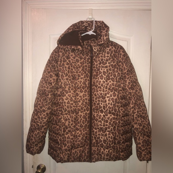 PRWND Vintage Faded glory puffer jacket XXL brown cheetah print .worn once - Picture 1 of 16
